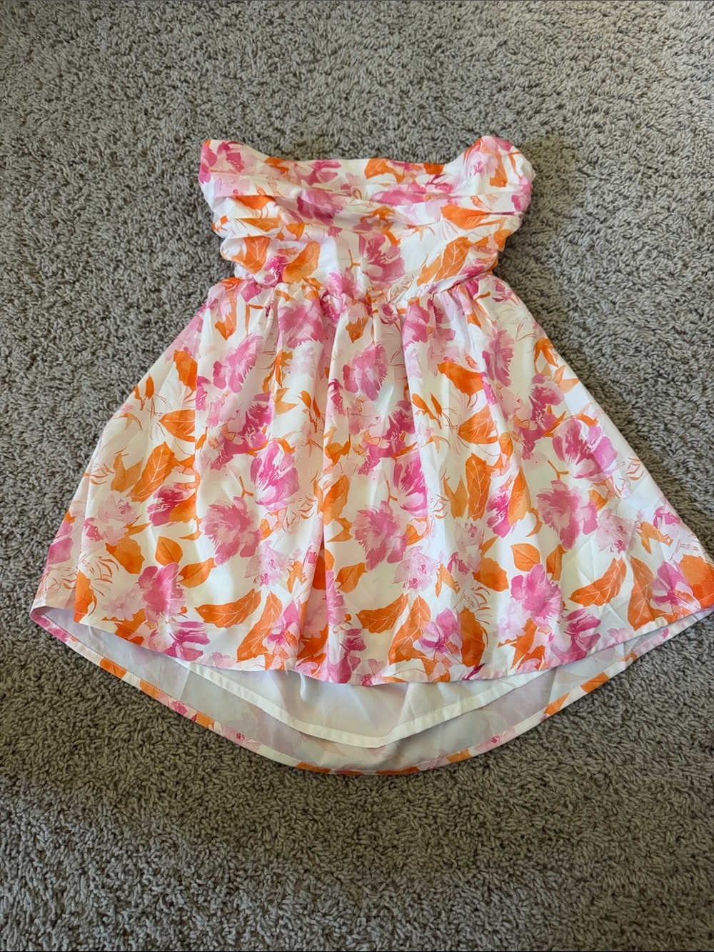 Floral Strapless Pink & Orange Dress